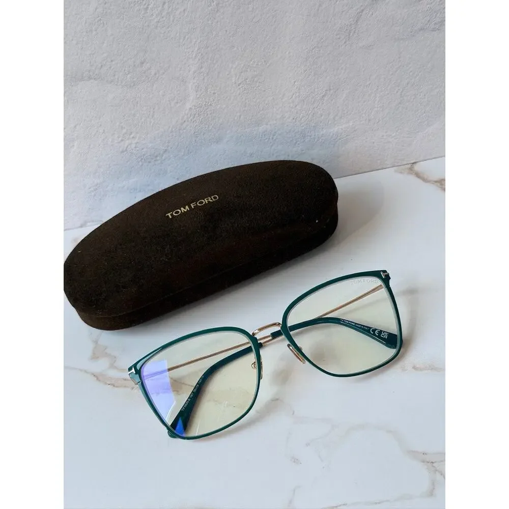 NEW Tom Ford FT5839-B Cat Eye Bluelight Frames in Green